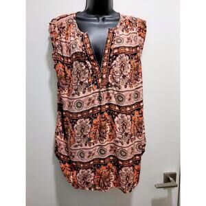 LOFT Boho Print Top Women’s Blouse Size M Medium